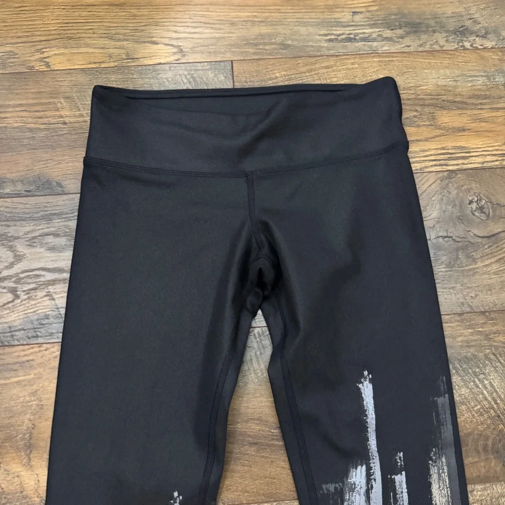 Alo Yoga Women Black Metallic Brushstroke Airbrush Leggings Small Athleisure Gym